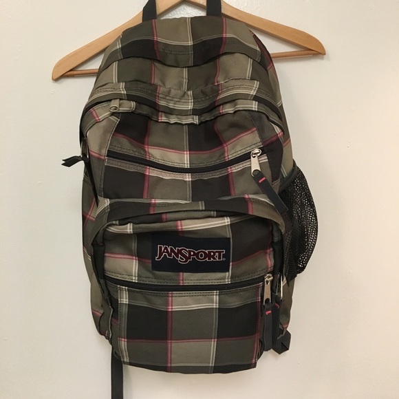 Jansport Plaid Backpack - Gray and pink - Picture 1 of 8